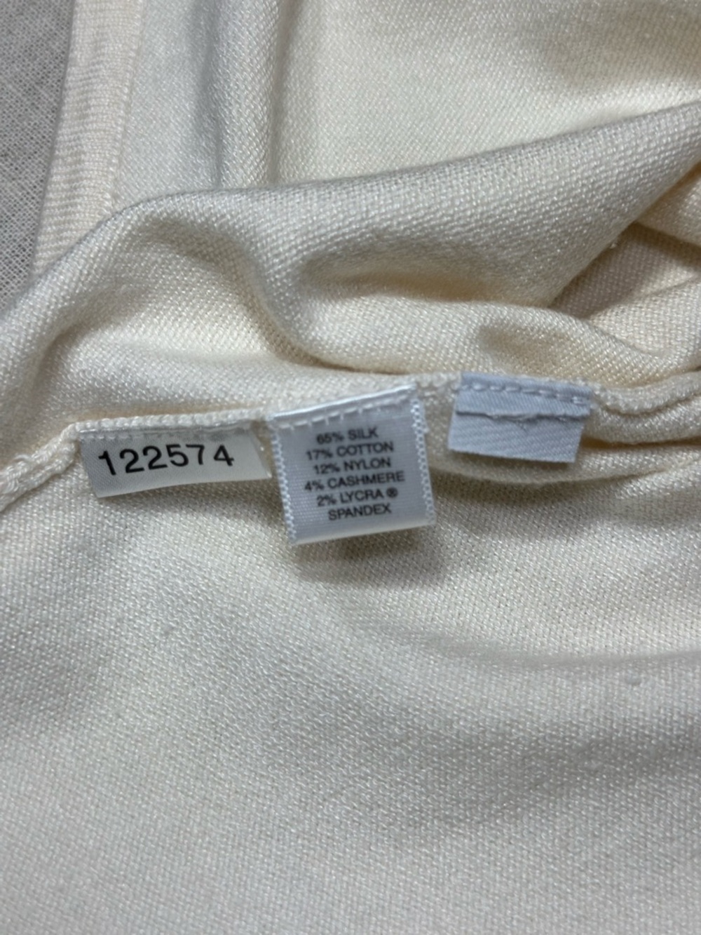 Ann Taylor Cream Silk cotton Blend Cardigan with Shell Flower Detail Women’s M - Picture 3 of 7
